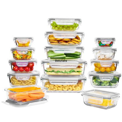 18-Pack Glass Food Storage Containers with Lids, Stackable, Microwave & Dishwasher Safe