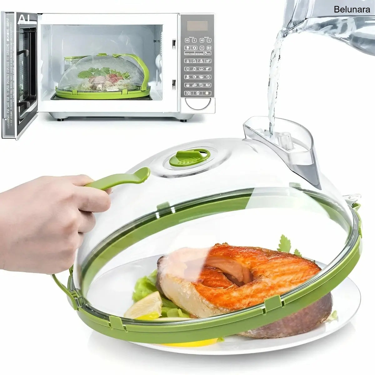 Microwave Splatter Cover with Steamer, 10-Inch Clear Food Lid