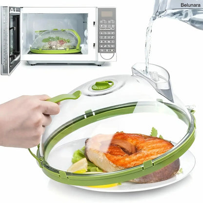 Microwave Splatter Cover with Steamer, 10-Inch Clear Food Lid