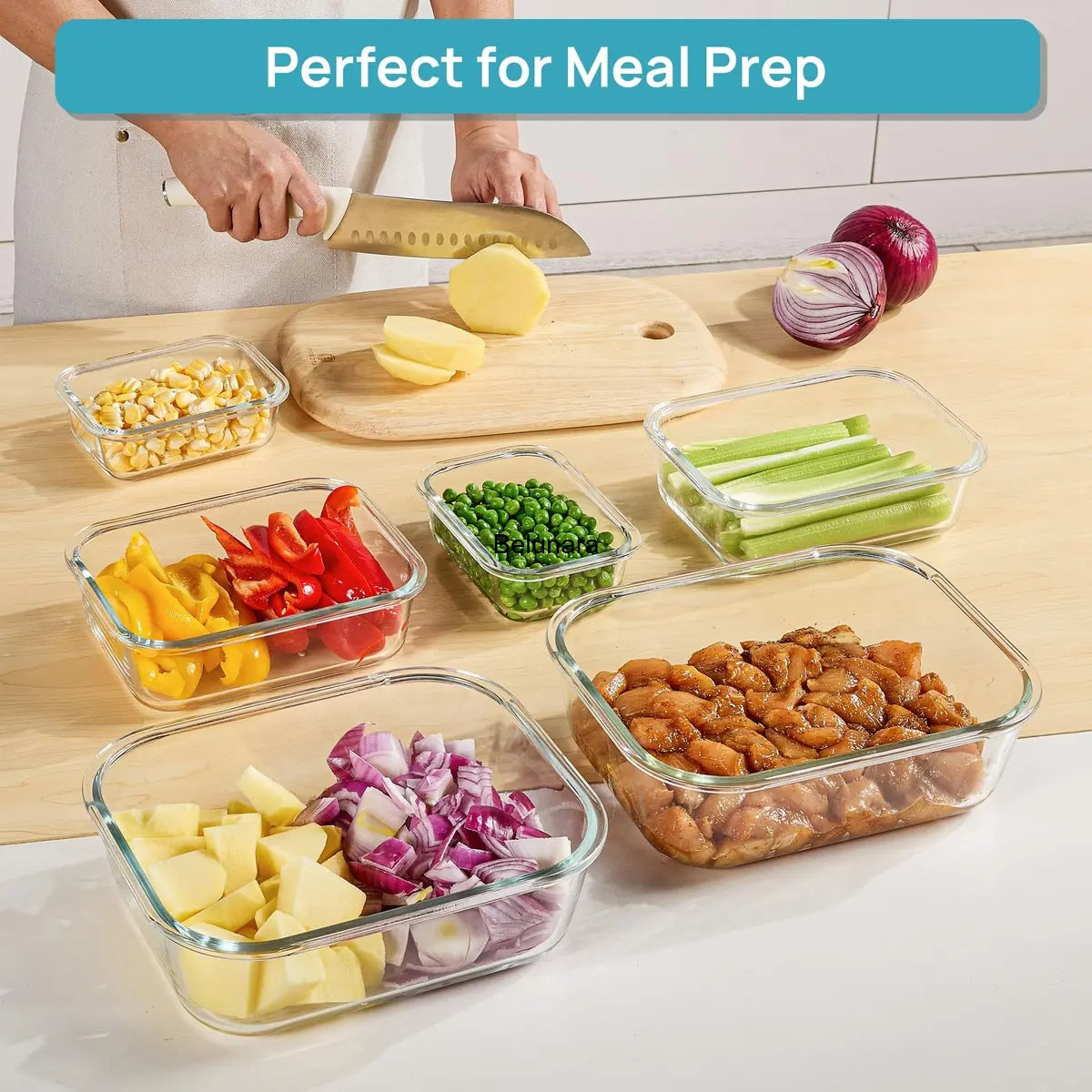 18-Pack Glass Food Storage Containers with Lids, Stackable, Microwave & Dishwasher Safe