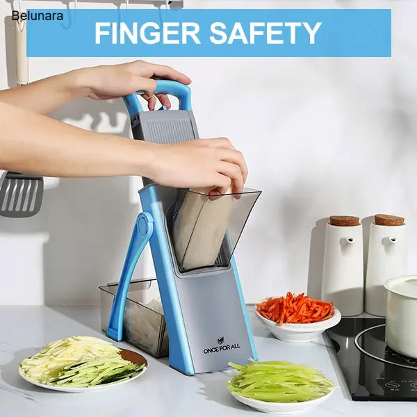 4-in-1 Stainless Steel Vegetable Slicer, Adjustable 0.1-8mm Dicer & Shredder
