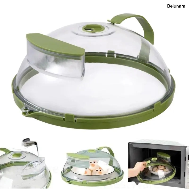 Microwave Splatter Cover with Steamer, 10-Inch Clear Food Lid