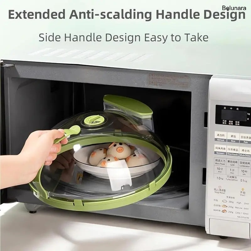 Microwave Splatter Cover with Steamer, 10-Inch Clear Food Lid