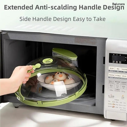 Microwave Splatter Cover with Steamer, 10-Inch Clear Food Lid