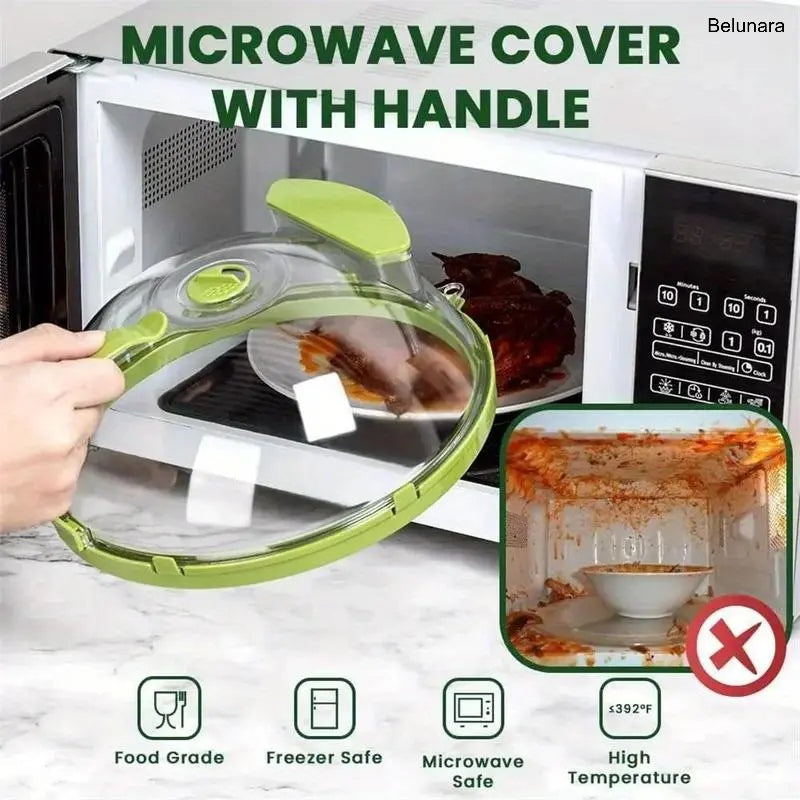 Microwave Splatter Cover with Steamer, 10-Inch Clear Food Lid