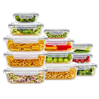 18-Pack Glass Food Storage Containers with Lids, Stackable, Microwave & Dishwasher Safe