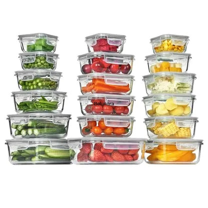 18-Pack Glass Food Storage Containers with Lids, Stackable, Microwave & Dishwasher Safe