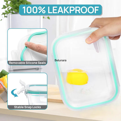 18-Pack Glass Food Storage Containers with Lids, Stackable, Microwave & Dishwasher Safe