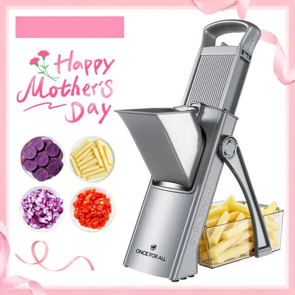 4-in-1 Stainless Steel Vegetable Slicer, Adjustable 0.1-8mm Dicer & Shredder