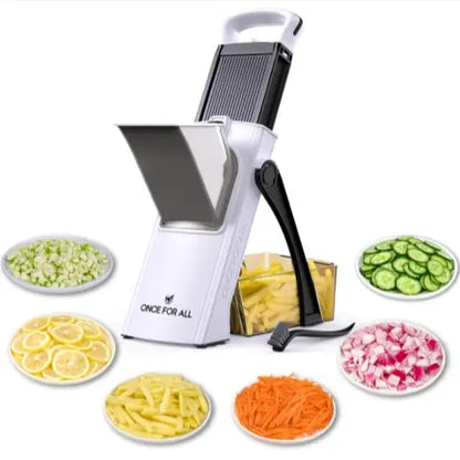 4-in-1 Stainless Steel Vegetable Slicer, Adjustable 0.1-8mm Dicer & Shredder
