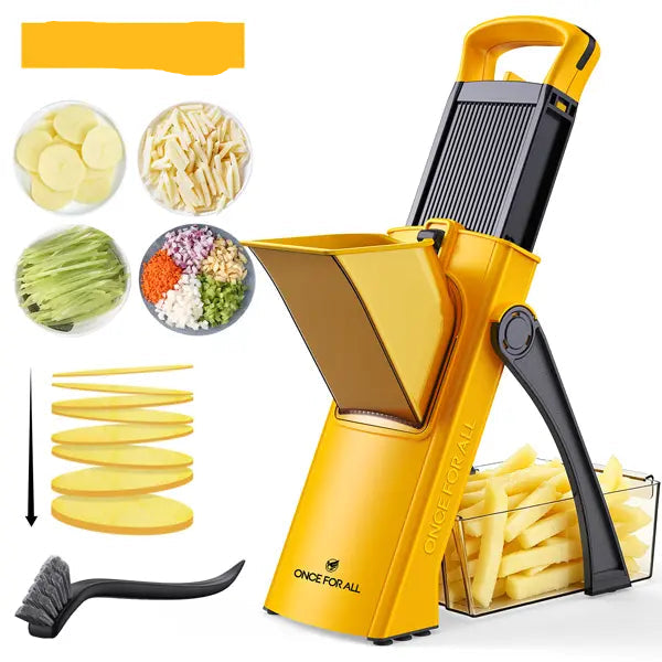 4-in-1 Stainless Steel Vegetable Slicer, Adjustable 0.1-8mm Dicer & Shredder