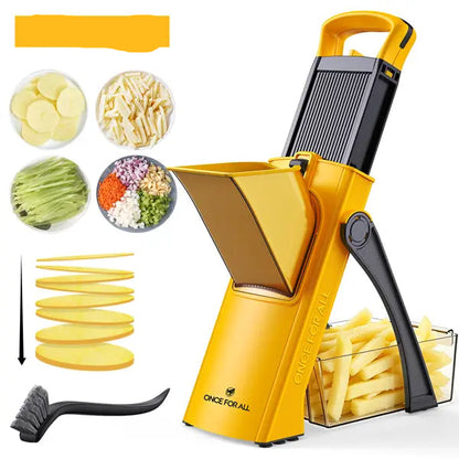 4-in-1 Stainless Steel Vegetable Slicer, Adjustable 0.1-8mm Dicer & Shredder