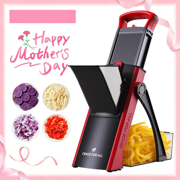 4-in-1 Stainless Steel Vegetable Slicer, Adjustable 0.1-8mm Dicer & Shredder